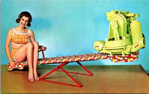 Advertising Postcard C.H. & E. Pump Motor Woman Swimsuit Sitting on Seesaw