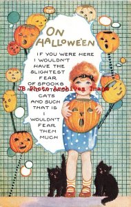 326113-Halloween, Whitney No WNY36-1, Girl Holding Jack o Lantern, Art Deco