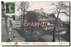 Old Postcard Lourdes Chateau Fort and the Gave