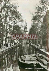 Postcard Modern Amsterdam Boat Groenburgwal