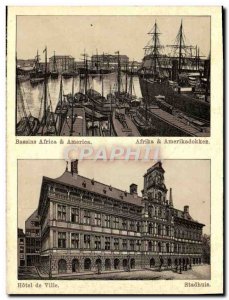 Postcard Old Basins Africa America Afrika Amerikadokken Hotel De Ville Stadhuis