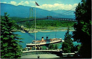 Lions Bridge CPR Canadian Pacific Railway Steamer Vancouver BC Canada Postcard