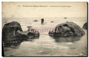 Old Postcard Veules Les Roses Les Roches a Maree Basse