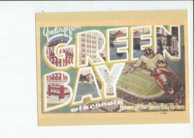 Framable Gallery Quality, Greetings from Green Bay, Wisconsin Modern Postcard