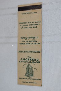 Amoskeag National Bank Manchester NH Advertising 20 Strike Matchbook Cover