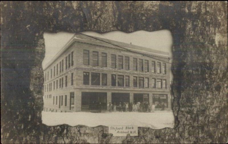 Ashland NH Shepard Block 1908 Real Photo Postcard