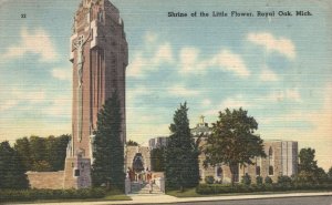 Vintage Postcard 1946 Shrine of Little Flower Royal Oak Michigan Rev. Charles MI