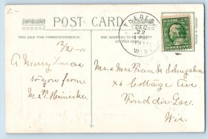 Christmas Postcard Calendar Holly Berries Horse Wagon Winter Scene Theresa WI