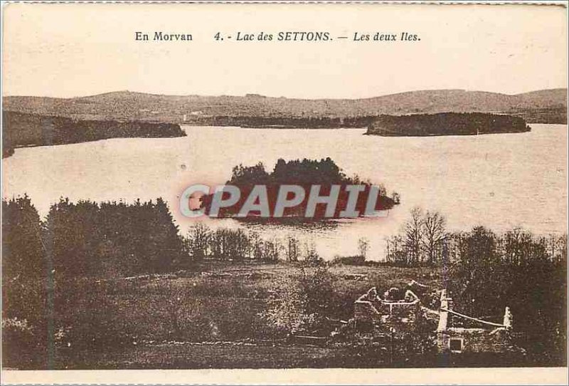 Old Postcard En Morvan Settons Lake Two Islands