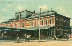 Council Bluffs, Iowa Union Pacific Transfer Depot Railroad Station 1911 Postcard