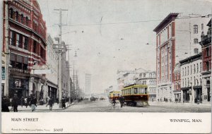 Main Street Winnipeg Manitoba MB Streetcar Unused Warwick Bros Postcard E99