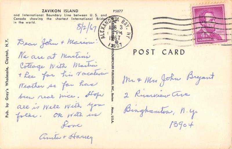 Zavikon Island New York scenic view international boundary vintage pc Z11489