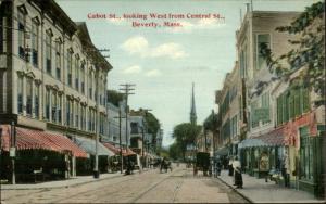 Beverly MA Cabot St. From Central 1916 Used Postcard
