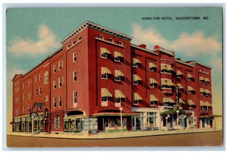 Hagerstown Maryland Postcard Hamilton Hotel Exterior View c1939 Vintage Antique