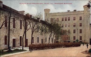 JOLIET IL Prisoners Marching State Penitentiary c1910 Postcard