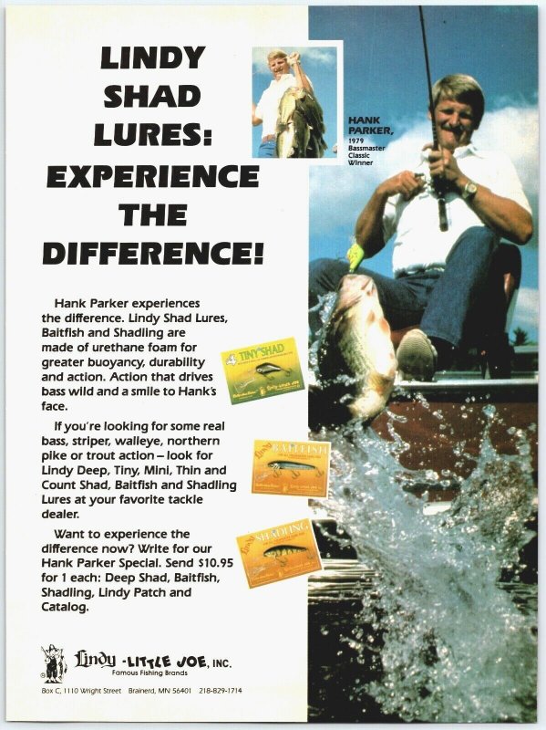 Lindy Shad Lures Old Fishing Lure Ad F1