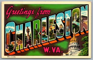 Postcard Charleston WV c1960s Greetings from Charleston Large Letter Greeting