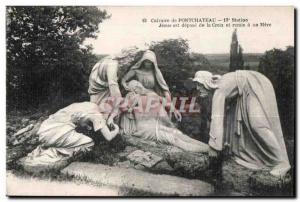 Old Postcard Calvary of Pontchateau Jesus is deposited Cross and handed His M...