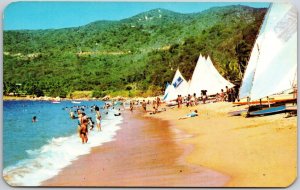 Playa Puerto Marques Acapulco Gro Mexico Sailboats Beach Bathing Postcard