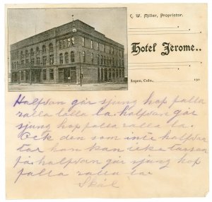 c1900 Hotel Jerome Aspen, CO Letter Head #DE