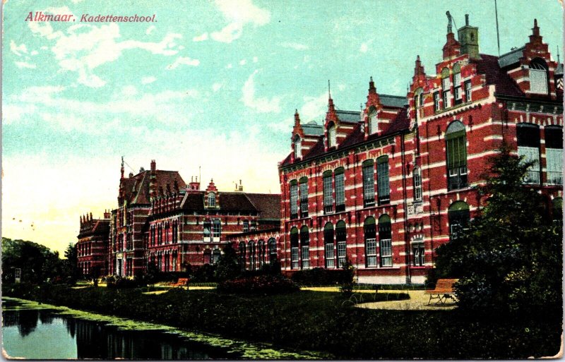 Netherlands Alkmaar Kadettenschool Vintage Postcard 09.69