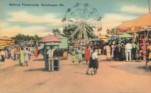 Skowhegan ME Midway Fairgrounds Ferris Wheel Postcard