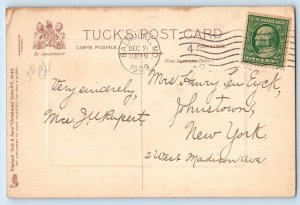 Christmas Postcard Seal Message Holly Berries Embossed Tuck Baltimore MO 1909