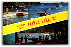 Dual View Banner Greetings Cultus Lake BC Canada UNP Chrome Postcard P28