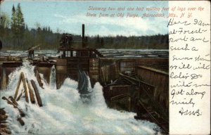 Old Forge New York NY Dam Logging Log Sluicing 1907 Used Postcard