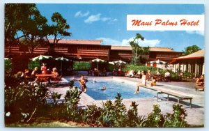 KAHULUI BAY, Maui HI Hawaii ~ MAUI PALMS RESORT HOTEL~  c1960s Roadside Postcard