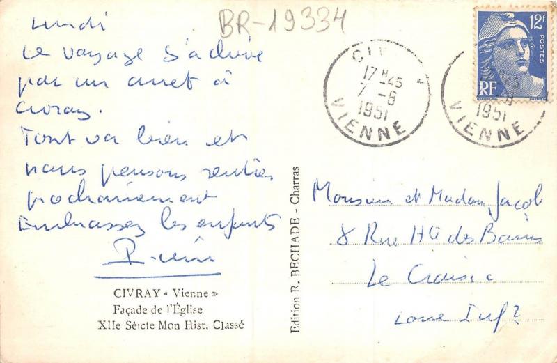 BR19334 Civray facade de l eglise  postcard france
