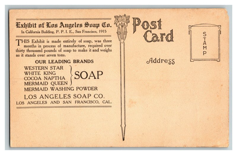 1915 Exhibit Of Los Angeles Soap Co. Vintage Standard View Postcard P.P.I.E. 