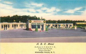 Linen Roadside Postcard; A.B.C. Motel Niagara Falls NY US Rte 62 & NY 16