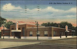 Durham North Carolina NC Bus Station Linen Vintage Postcard