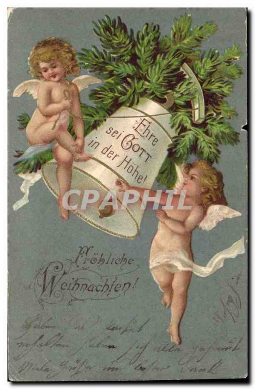 Old Postcard Fantasy Flowers Angels Bells