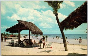Sarasota Florida FL, Siesta Key Beach, Picnic Area, Snow White Sands, Postcard