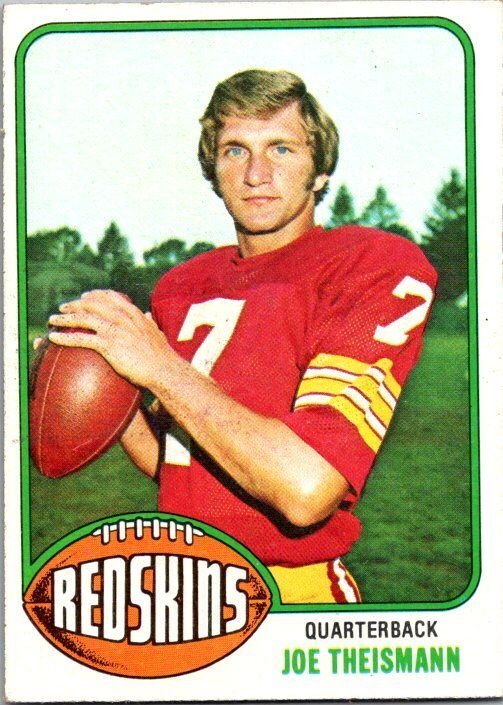 1976 Topps Football Card Joe Theismann Washington Redskins sk4467