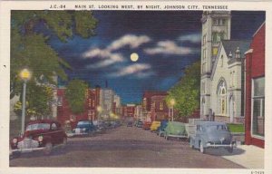 Tennessee Johnson City Main StreetLooking West By Night