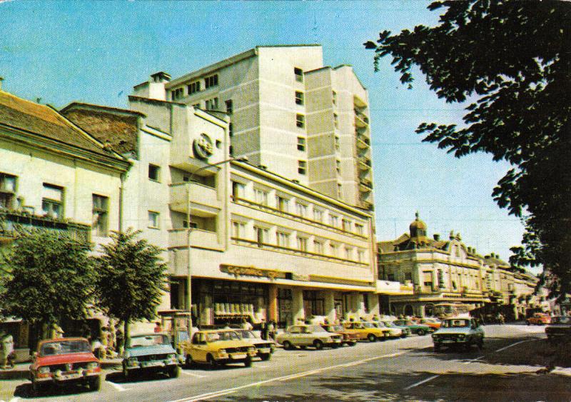 Romania Satu Mare hotel Aurora dacia cars in front