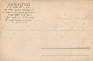 Humanized embossed comic monkeys caricature humor 1900s vintage postcards