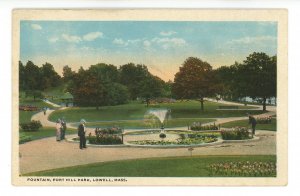 MA - Lowell. Fort Hill Park, View with Fountain