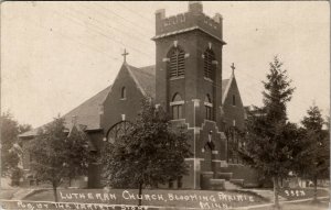 Blooming Prairie Minnesota MN Lutheran Church RPPC 1923 to Meriden Postcard V13