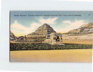 Postcard Middle Entrance Theodore Roosevelt Memorial Park Badlands ND USA