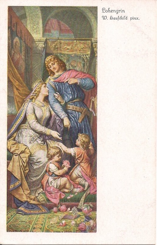 OPERA, Wagner Lohengrin and Elsa w Children, Artist Signed 1930's, Music