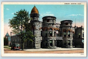 1940 Kenton Ohio OH Vintage Postcard Armory Exterior Building Street Unposted