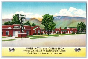 Montpelier Idaho ID Postcard Jewell Motel And Coffee Shop Exterior Scene c1940's