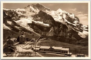 Kleine Scheidegg Mit Jungfrau Switzerland Residences & Mountains RPPC Postcard