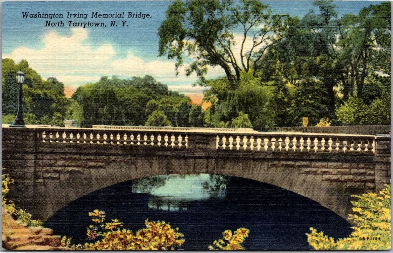 Postcard NY Tarrytown Washington Irving Memorial Bridge Sleepy Hollow cemetery