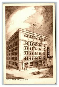 Vintage 1930's Advertising Postcard Inman Hotel Champaign Illinois