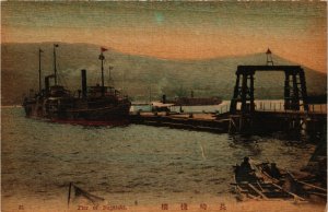 PC CPA JAPAN, PIER OF NAGASAKI, VINTAGE WOODEN POSTCARD (b12227)